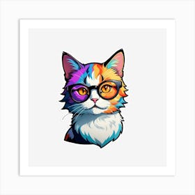 Cat With Glasses Art Print