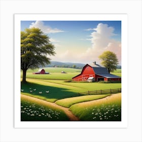 Peaceful Farm Meadow Landscape (40) Art Print