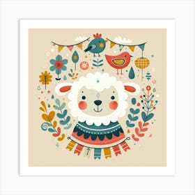 Cartoon Sheep Wall Art Art Print