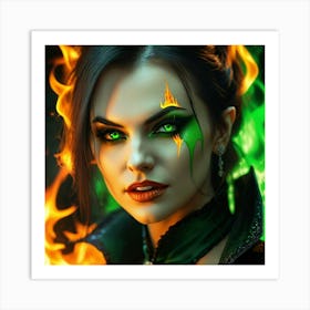 Witch In Flames Art Print