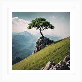 Lone Tree On Top Of Mountain 34 Art Print