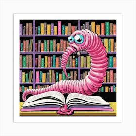 Worm Reading A Book Art Print