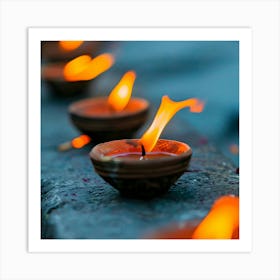 Lit Candles In A Row 1 Art Print