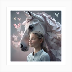 Girl And A Horse 11 Art Print