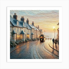 Little Town At Sunset Art Print