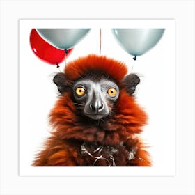 Lemur With Balloons 6 Art Print