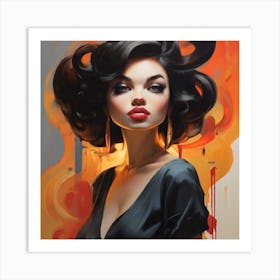 Woman With Big Hair Art Print