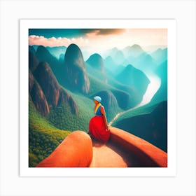 Chinese Woman In The Mountains Art Print