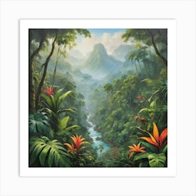 Tropical Jungle paintings art print 1 Art Print