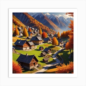 Village In Autumn Mountains (27) Art Print