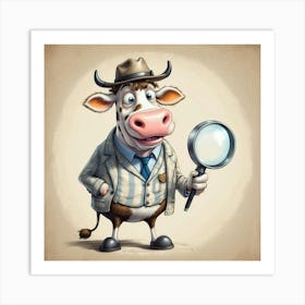 Cow With Magnifying Glass 5 Art Print