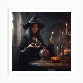 Witch Holding A Candle Art Print