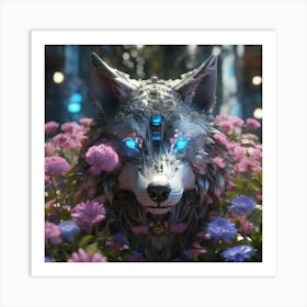 Cyber Wolf Art Print