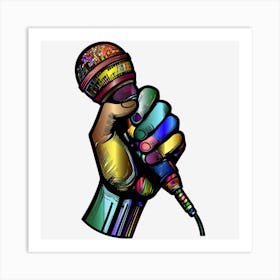 Hand Holding A Microphone Art Print