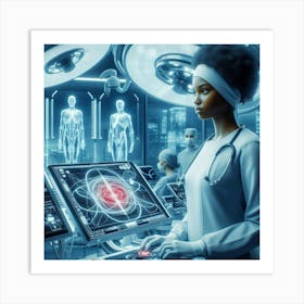 Woman In A Medical Lab Art Print