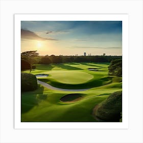 Golf Course At Sunset 2 Art Print