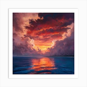 Sunset Over The Ocean 2 Art Print