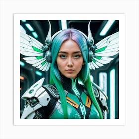 Futuristic Girl With Wings 5 Art Print