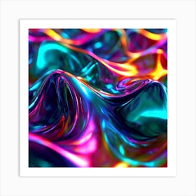 3d Light Colors Holographic Abstract Future Movement Shapes Dynamic Vibrant Flowing Lumi (11) Art Print