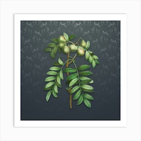 Vintage Service Tree Botanical on Slate Gray Pattern Art Print
