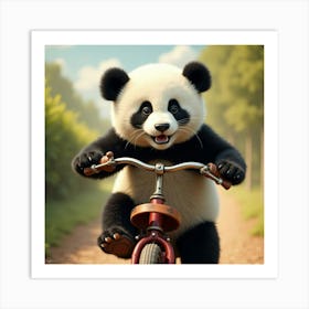 Flux Dev A Young Adorable Giant Panda With Shiny Black Fur And 1 Art Print