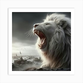 Lion Roaring Art Print