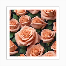 Peach Roses 9 Art Print