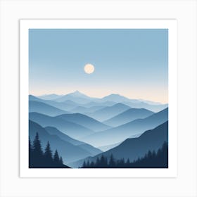 Misty mountains background in blue tone 22 Art Print