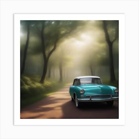 Vintage Car In The Woods Art Print