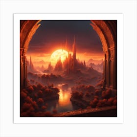 City At Sunset Art Print