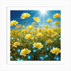 Yellow Flowers In A Field 24 Art Print