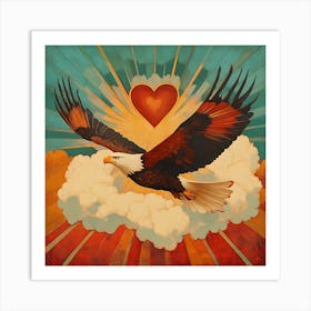 Art Deco Eagle with Heart-shaped Cloud 2 Art Print