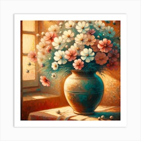 Cosmos Flowers In A Vase 9 Art Print