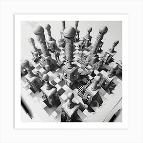 3d Chess Art Print