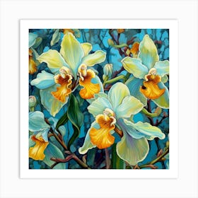 Blue Orchids Art Print