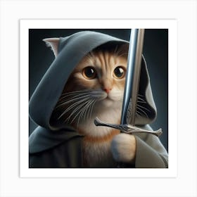 Cat With Sword Art Print