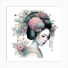 Japan Traditional Geisha Illustration By Ad 112 Art Print