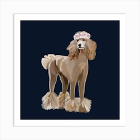 Poodle With Flower Crown Art Print