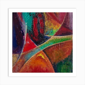 Vibrant Abstract Wall Art,  Expression with Red & Blue Art Print