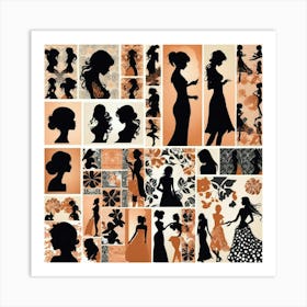 Silhouettes Of Women 3 Art Print