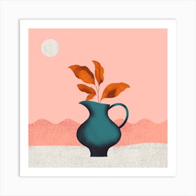 Vase With Leaves Art Print