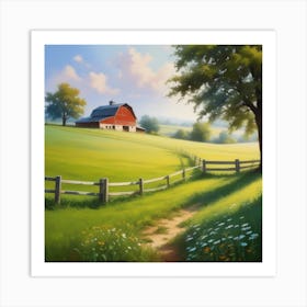 Red Barn In The Countryside 2 Art Print