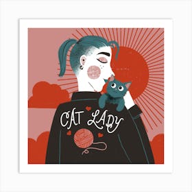 Cat Lady Art Print