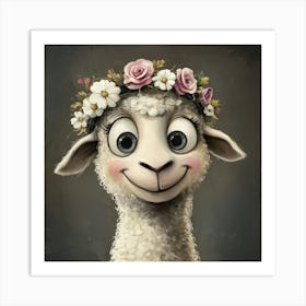 Lamb With Flowers Affiche