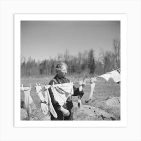 Untitled Photo, Possibly Related To John Bastia Hanging Up His Laundry, He Is A Single Shacker In Iron County, Michigan Art Print