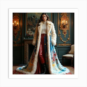 Woman In A Fur Coat 12 Art Print