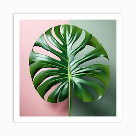 Abstract modernist Monstera leaf Art Print