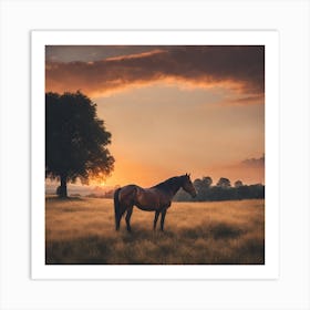 Sunset Horse Art Print