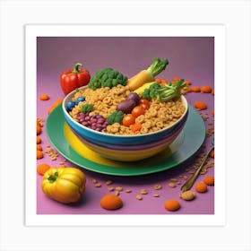 Bowl Of Cereal and Vegetables Art Print