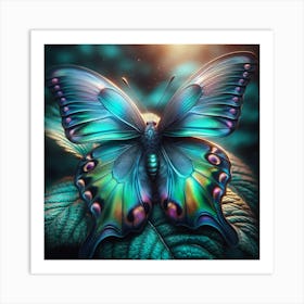 Butterfly On A Leaf Art Print